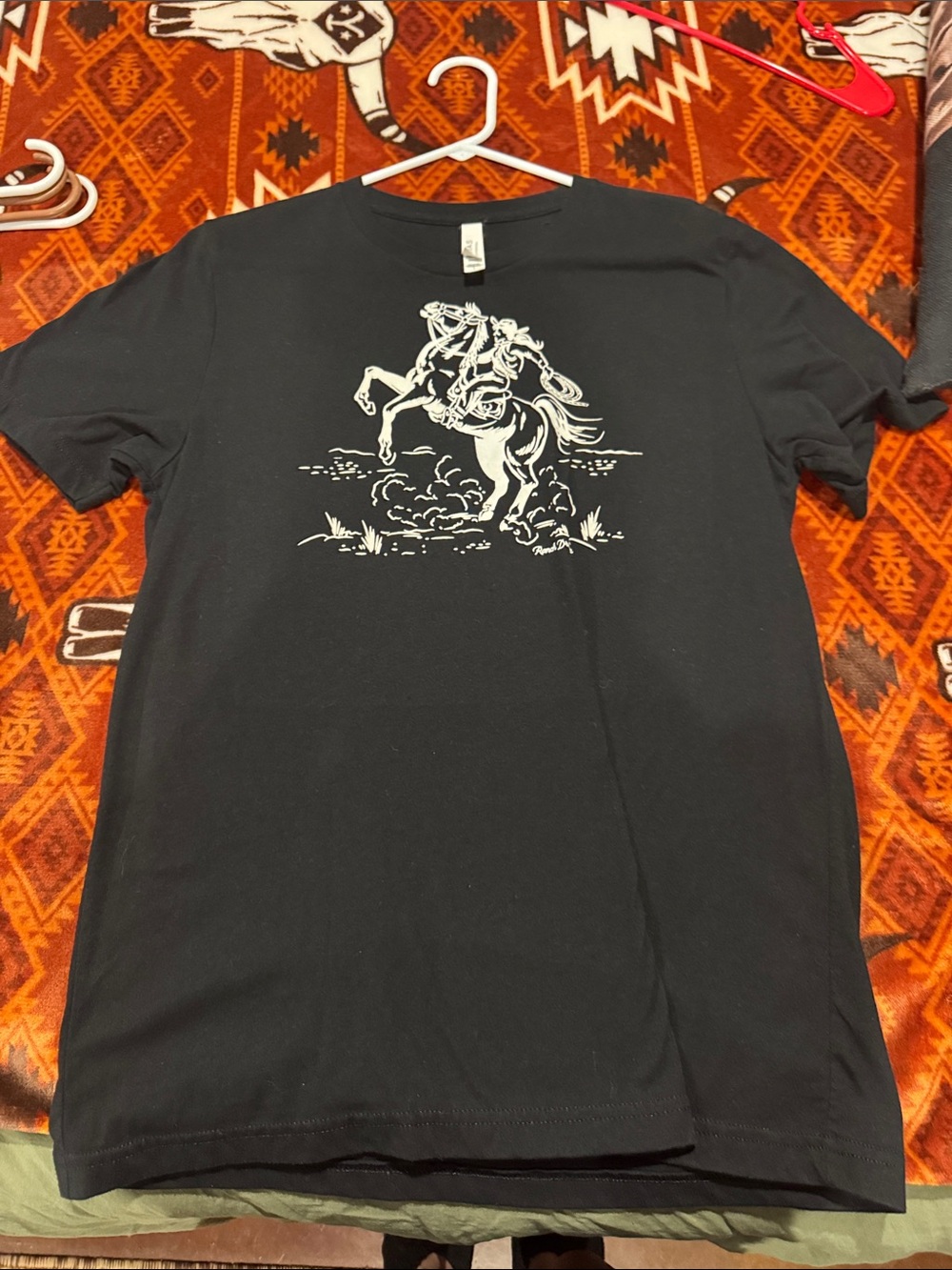 Black Graphic Cowboy Rider T-Shirt